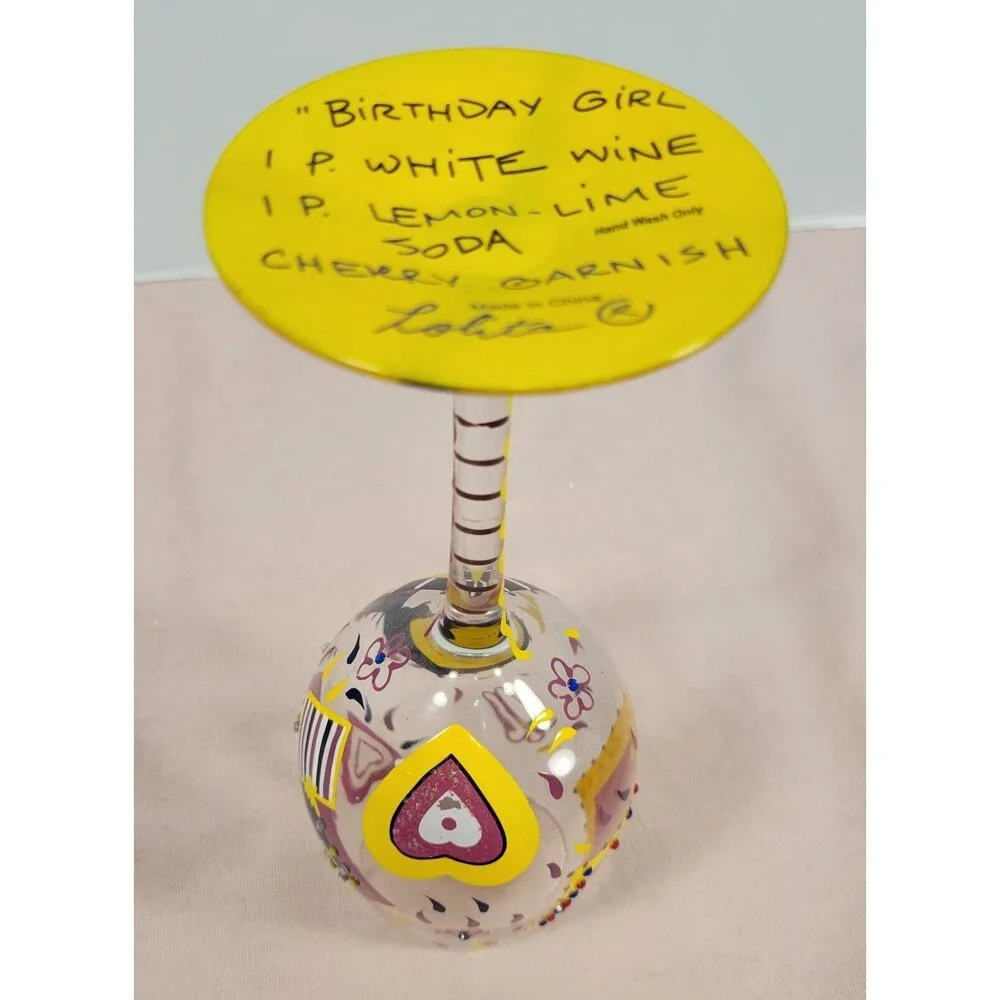 Lolita Birthday Girl Love My Wine Collection Hand Painted Wine Glass